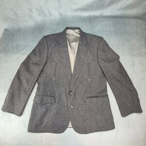 Circle S Mens Cowboycore Vintage Gray Western Yoke Blazer Sport Coat 44R